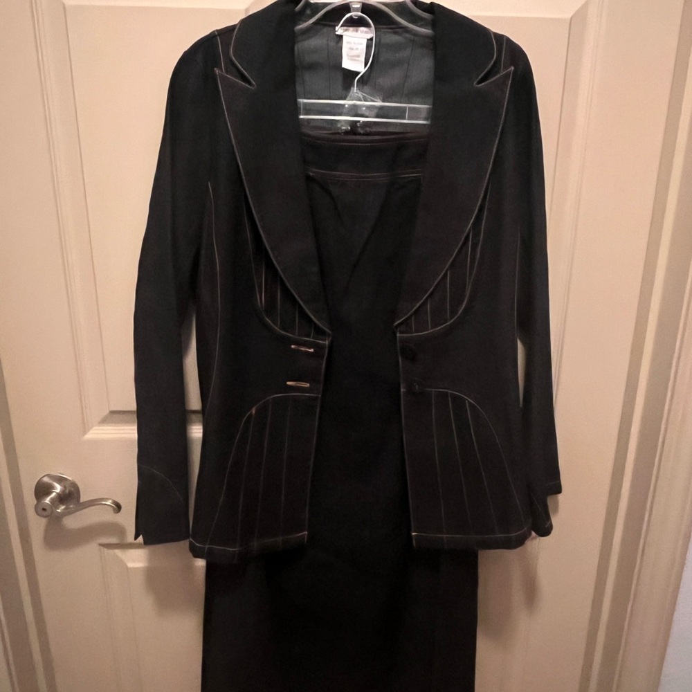 Monroe & Main Black Blazer with White Accents